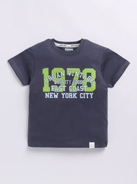 Happy Faces Kids Boys Typography Printed Pure Cotton T-Shirt