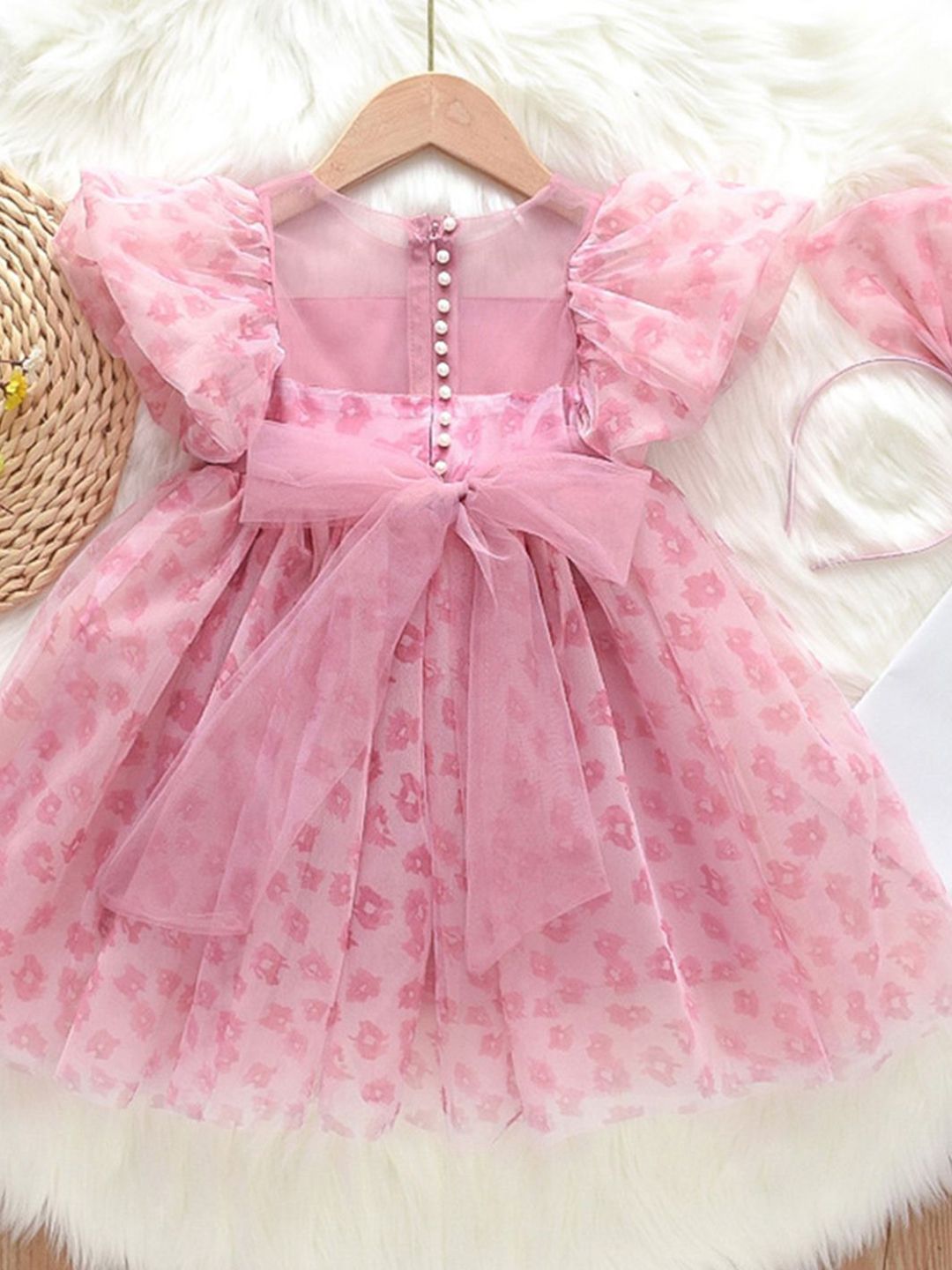 YK Girls Floral Print Empire Dress