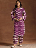 Libas Women Floral Printed Regular Pure Cotton Kurta with Salwar