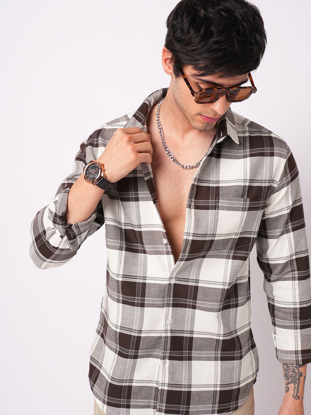 VASTRADO Classic Tartan Checked Slim Fit Pure Cotton Shirt