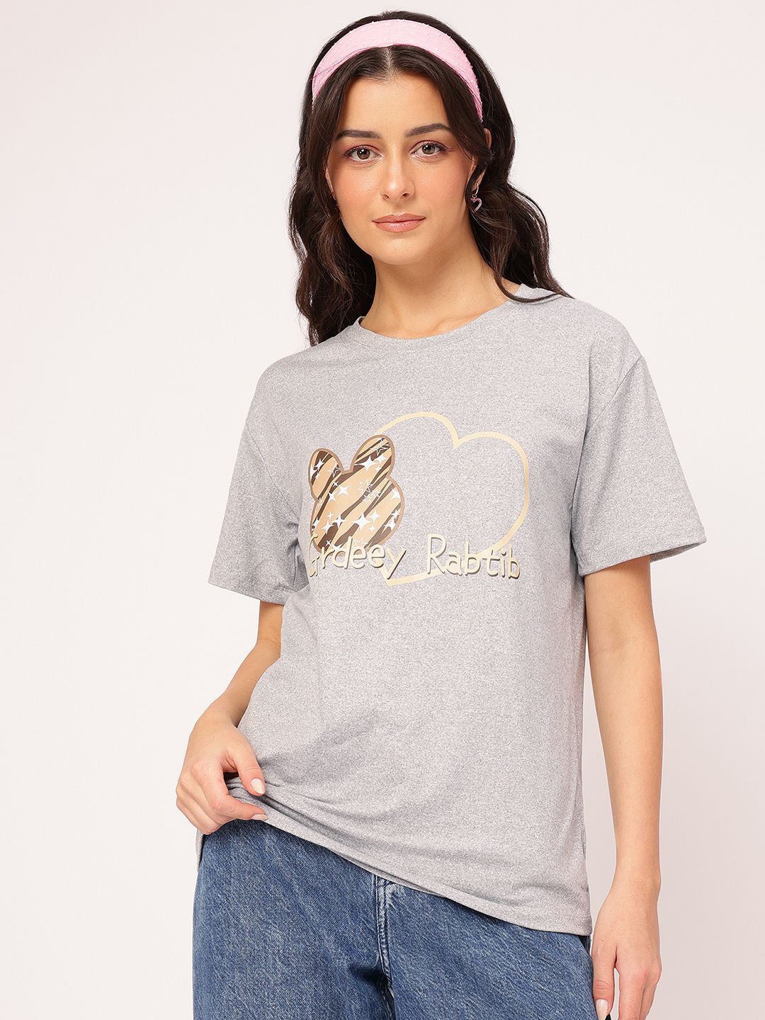 DressBerry Bunny Bun Printed Drop Sleeves T-shirt