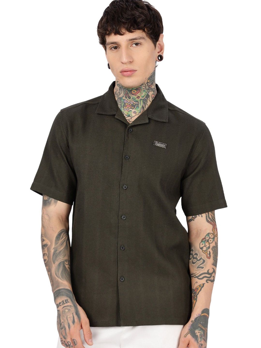 Eszett Cuban Collar Cotton Shirt