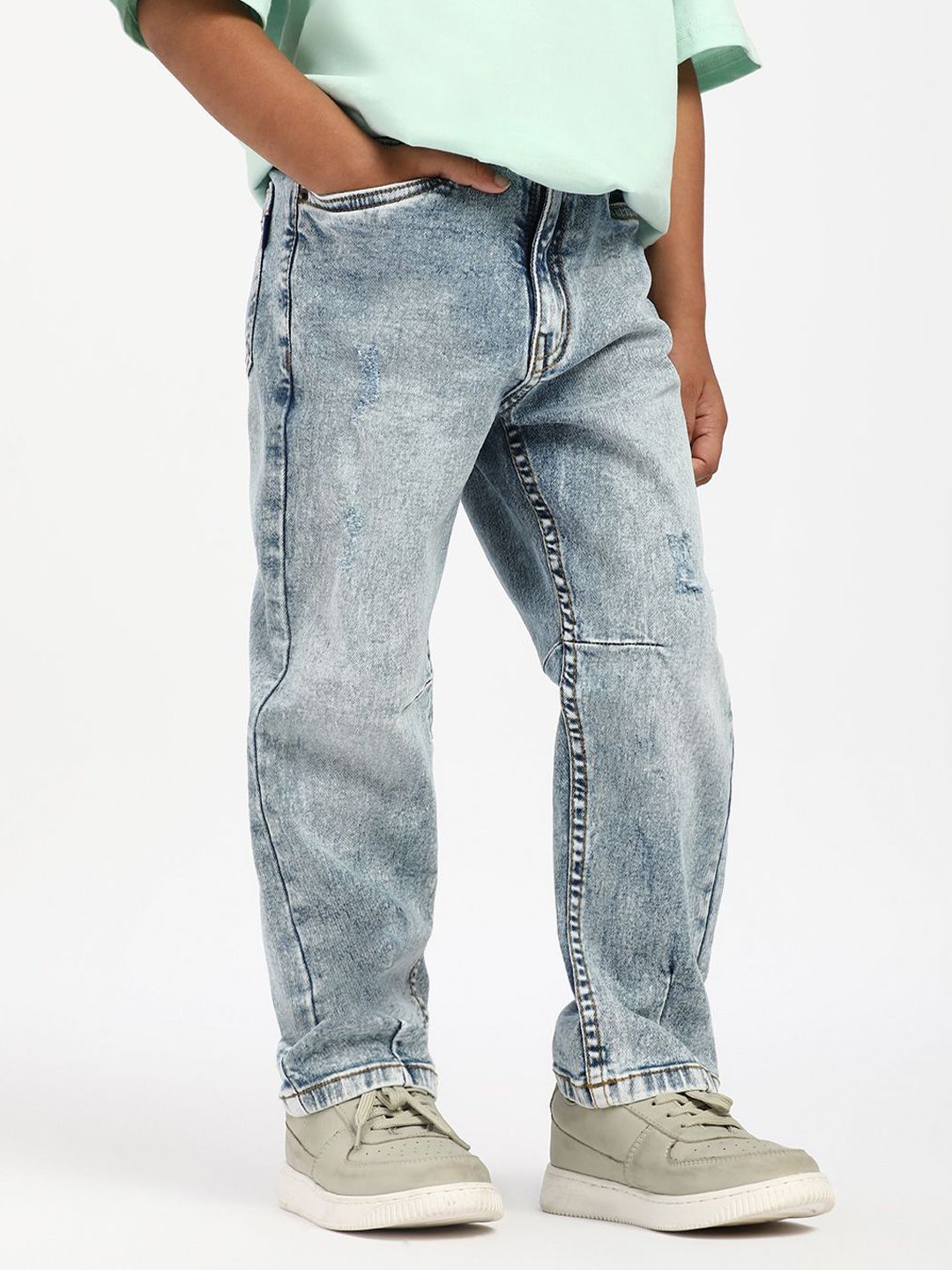 Nauti Nati Boys Textured Cotton Regular Fit Mid-Rise Stretchable Jeans