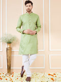 See Designs Ethnic Motifs Woven Design Mandarin Collar Pure Silk Straight Kurta
