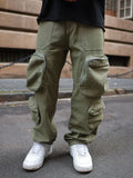 Powerlook Men Cotton Mid-Rise Baggy Fit Cargo Trousers
