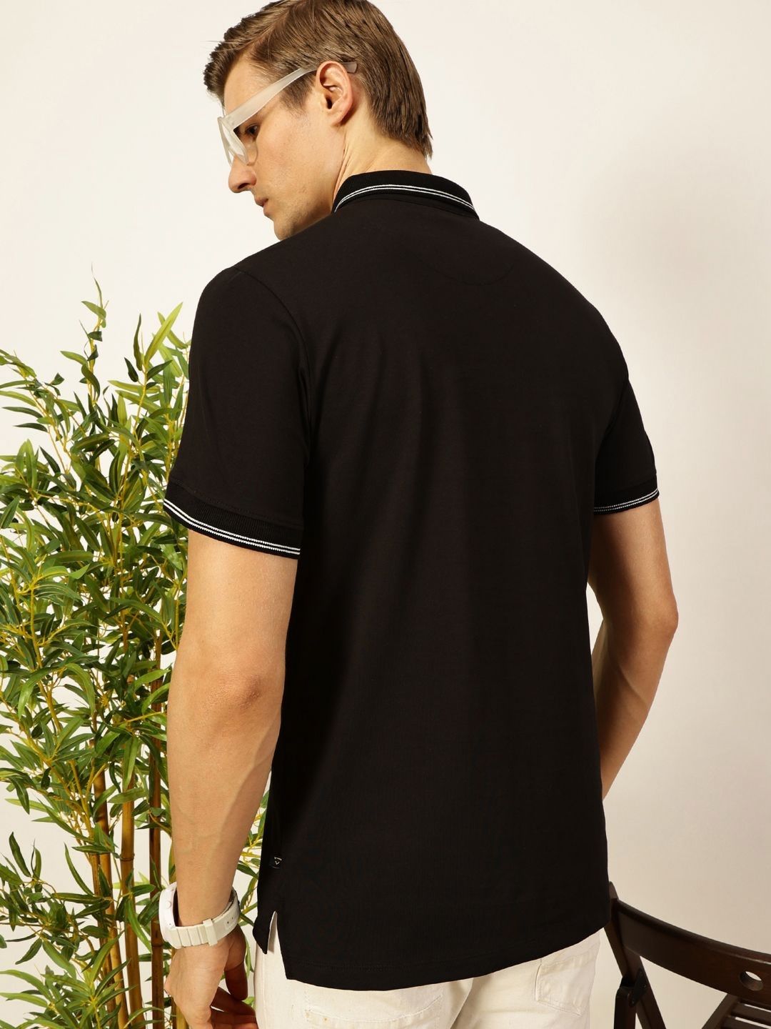 Thomas Scott Men Solid Polo Collar Cotton T-shirt