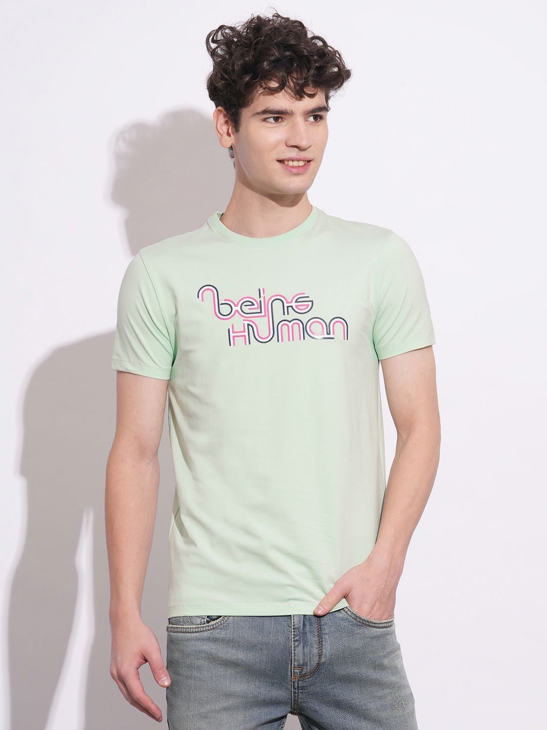 Being Human Men Typography Printed Round Neck Cotton Slim Fit T-shirt