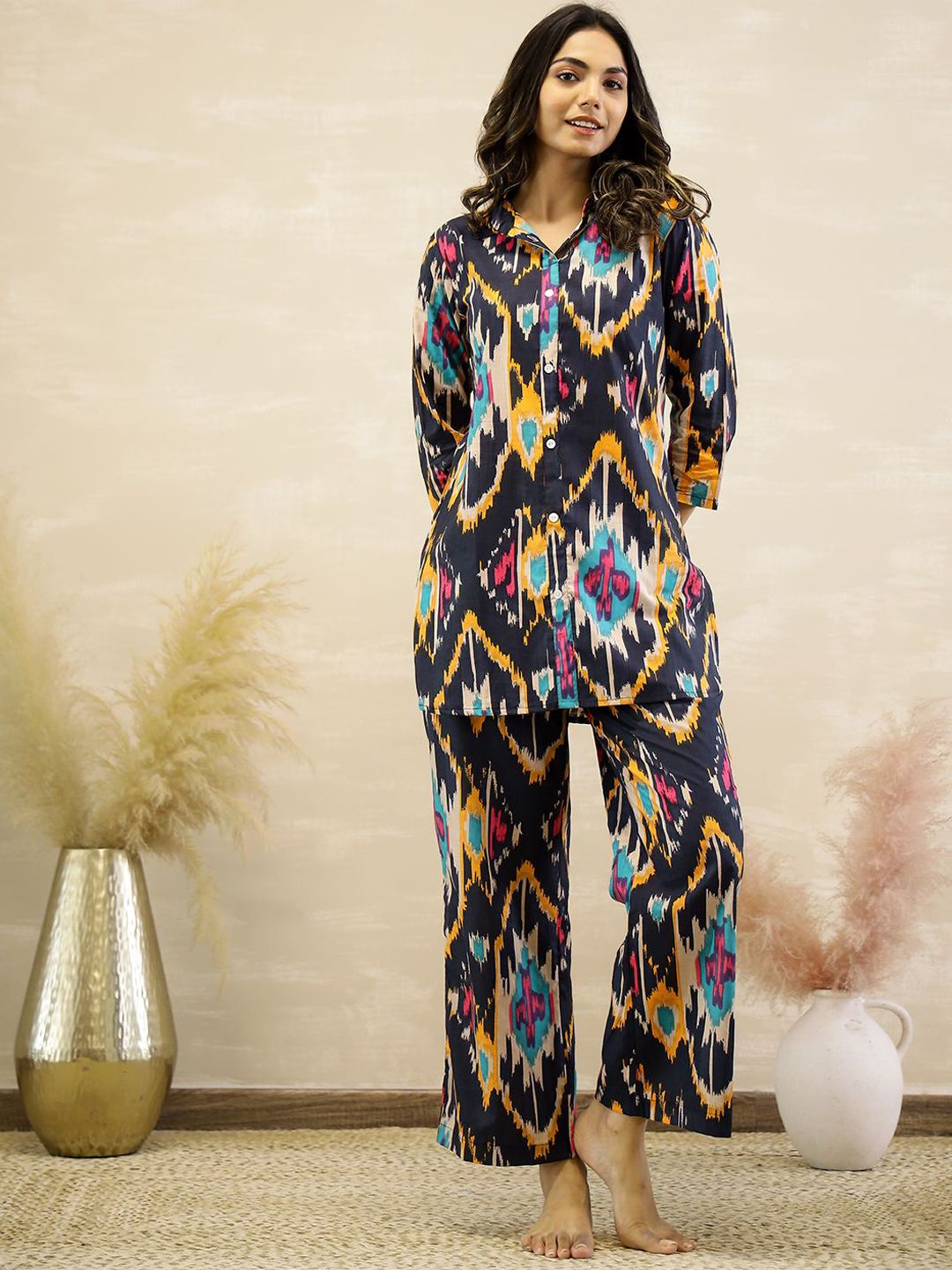 Mamicha Printed Pure Cotton Tunic With Palazzo Co-Ords