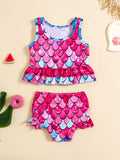 YK Girls Printed Top & Shorts Swim Set