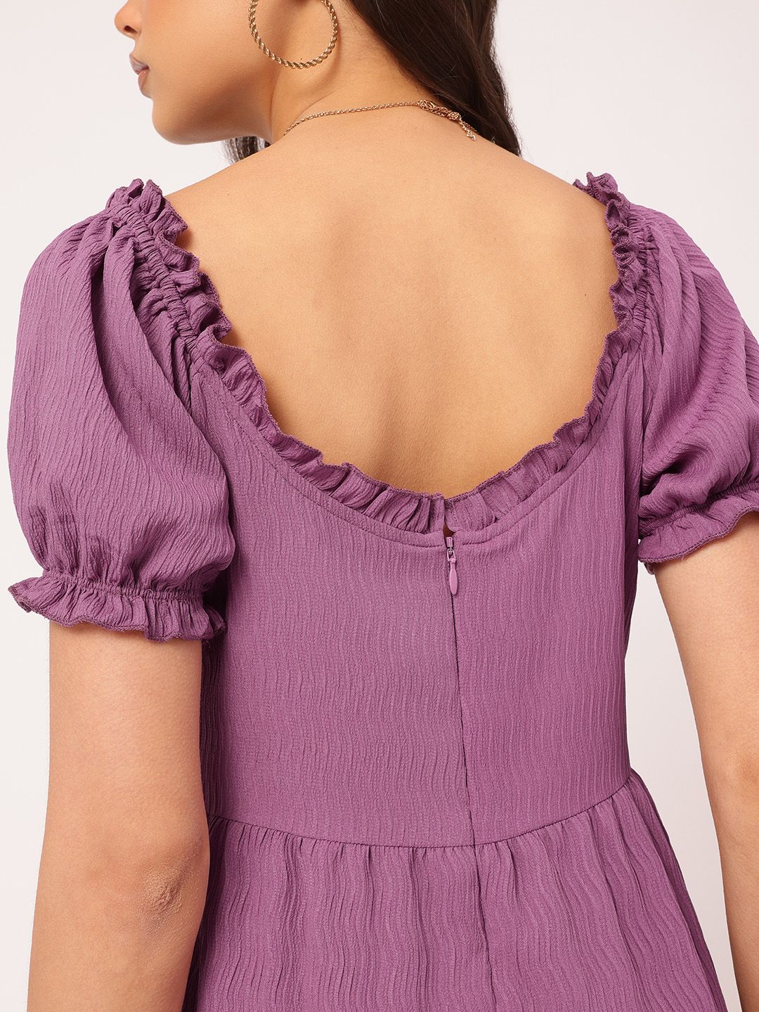 DressBerry Textured Luxe Frill Detail Tiered Dress