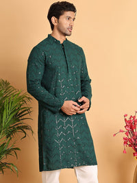 Jompers Men Leheriya Embroidered Sequinned Kurta