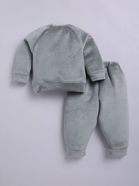 Moms Love Infant Boys Ribbed Velvet-Finish Pure Cotton Sweatshirt With Joggers