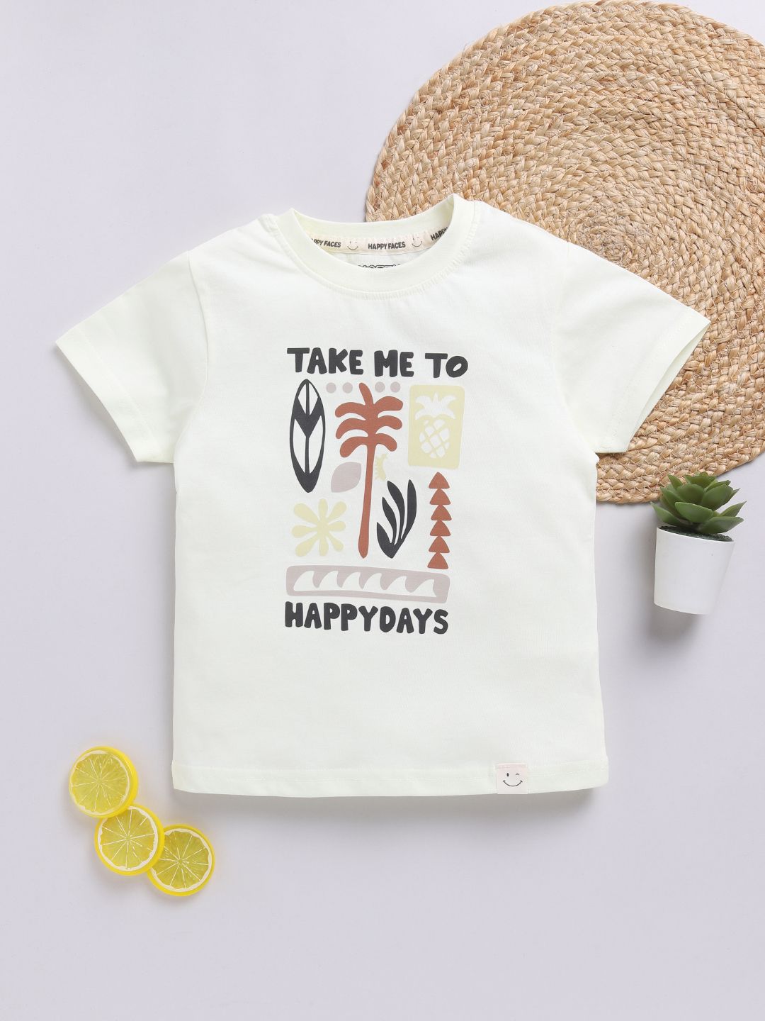 Happy Faces Kids Boys Printed Pure Cotton T-Shirt