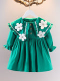 YK Girls Puff Sleeves Fit & Flare Dress