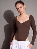 SASSAFRAS BASICS Ribbed Sweetheart Neck Bodysuit
