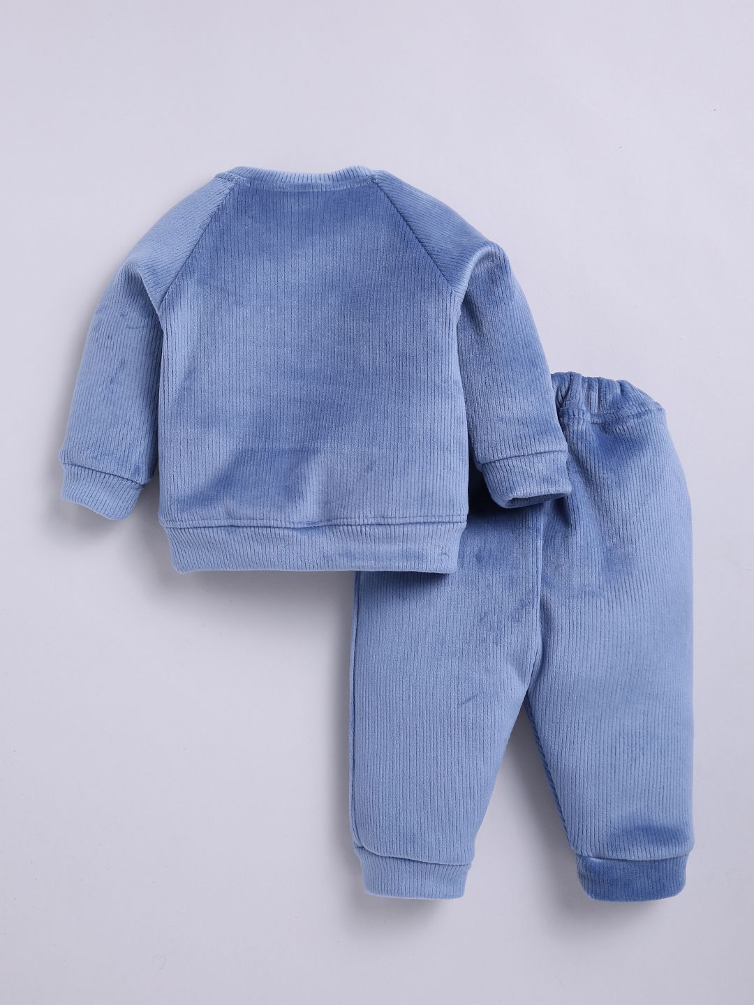 Moms Love Infant Boys Ribbed Velvet-Finish Pure Cotton Sweatshirt With Joggers
