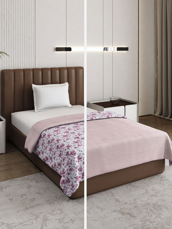 Monte Carlo Pink & White Floral Mild Winter 150 GSM Single Bed Dohar