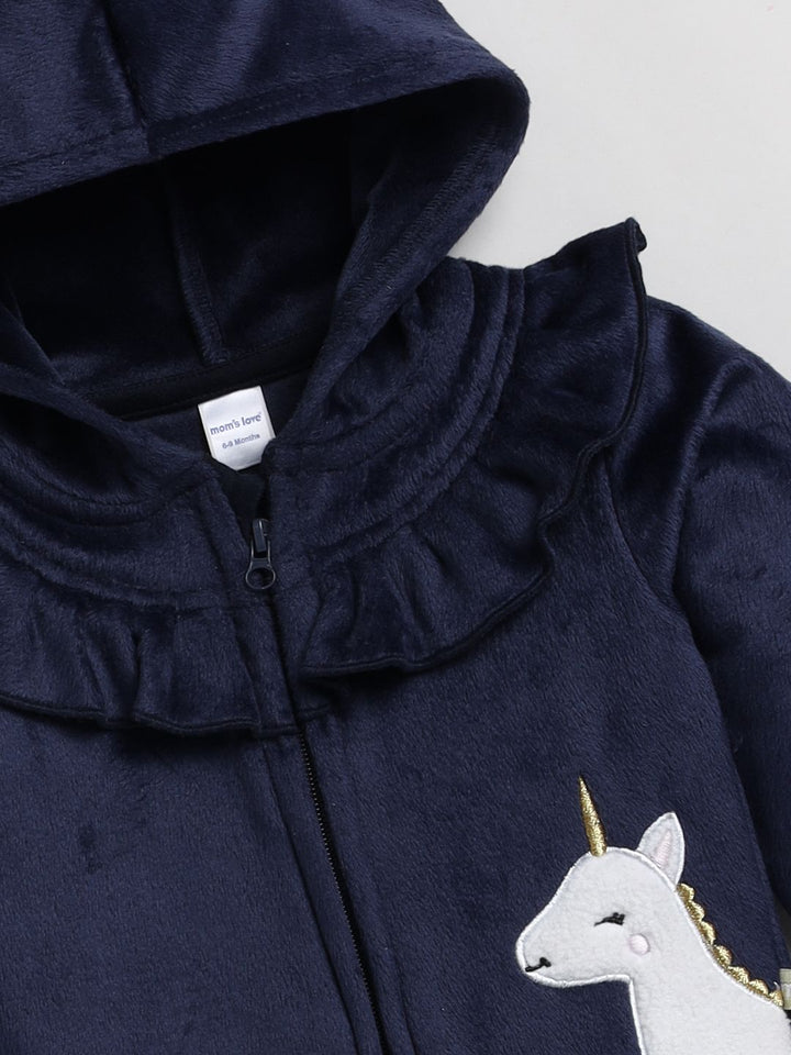 Moms Love Infant Girls Self Design Sweatshirt With Joggers