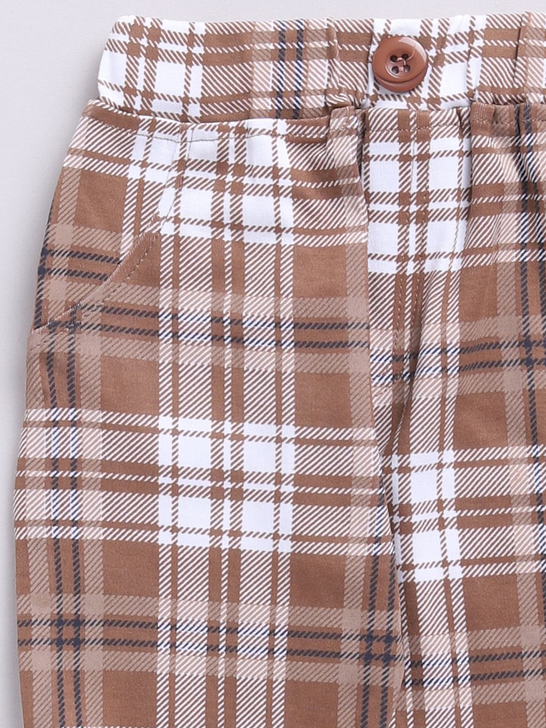 Moms Love Infant Boys Checked Pure Cotton Party Shirt & Trousers with Attached Waistcoat