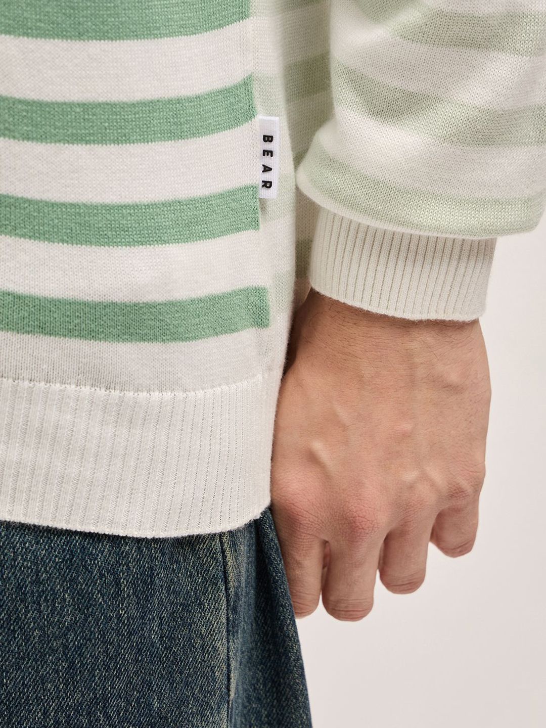 THE BEAR HOUSE Men Striped Round Neck Cotton Slim Fit T-shirt