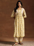 Libas Women Floral Printed Regular Beads and Stones Pure Cotton Kurta with Salwar
