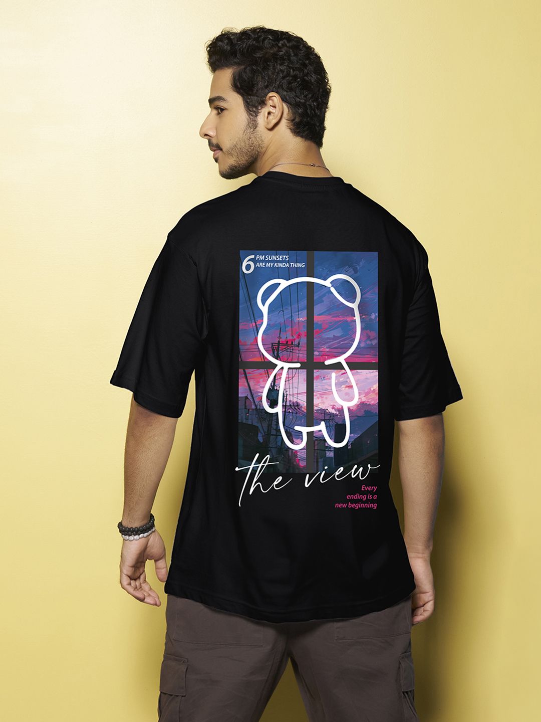 Bewakoof Graphic Printed Drop-Shoulder Sleeves Oversized Pure Cotton T-shirt