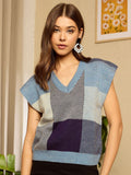 Berrylush Women Checked Sweater Vest