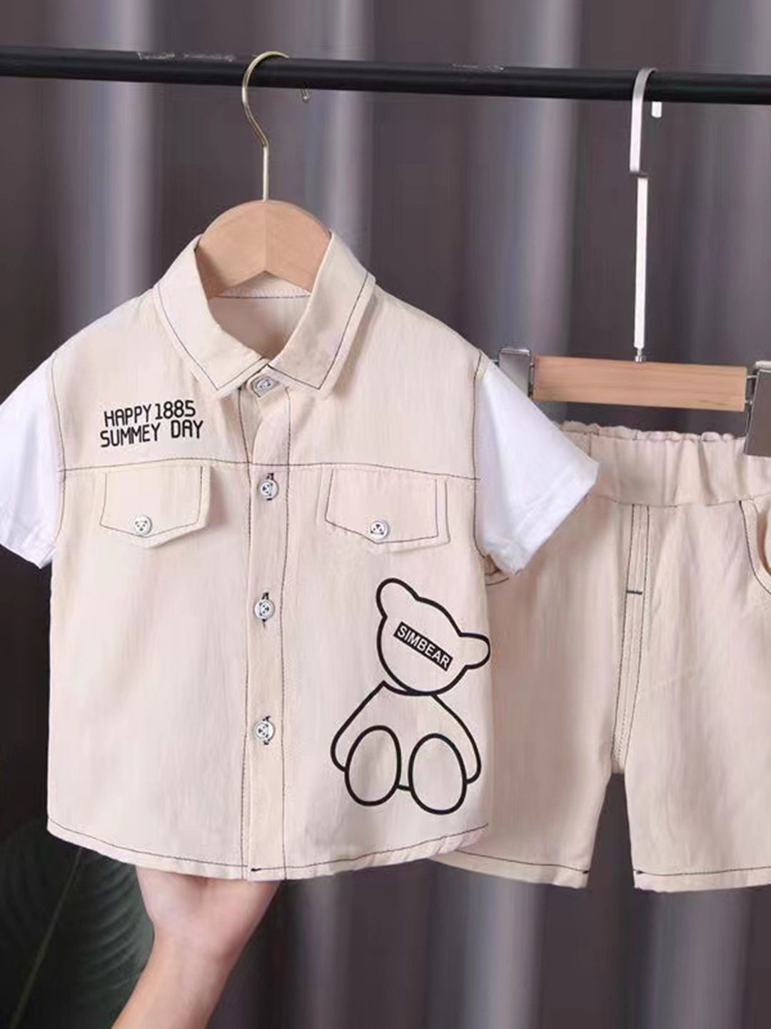 YK Boys Printed Shirt & Shorts Clothing Set