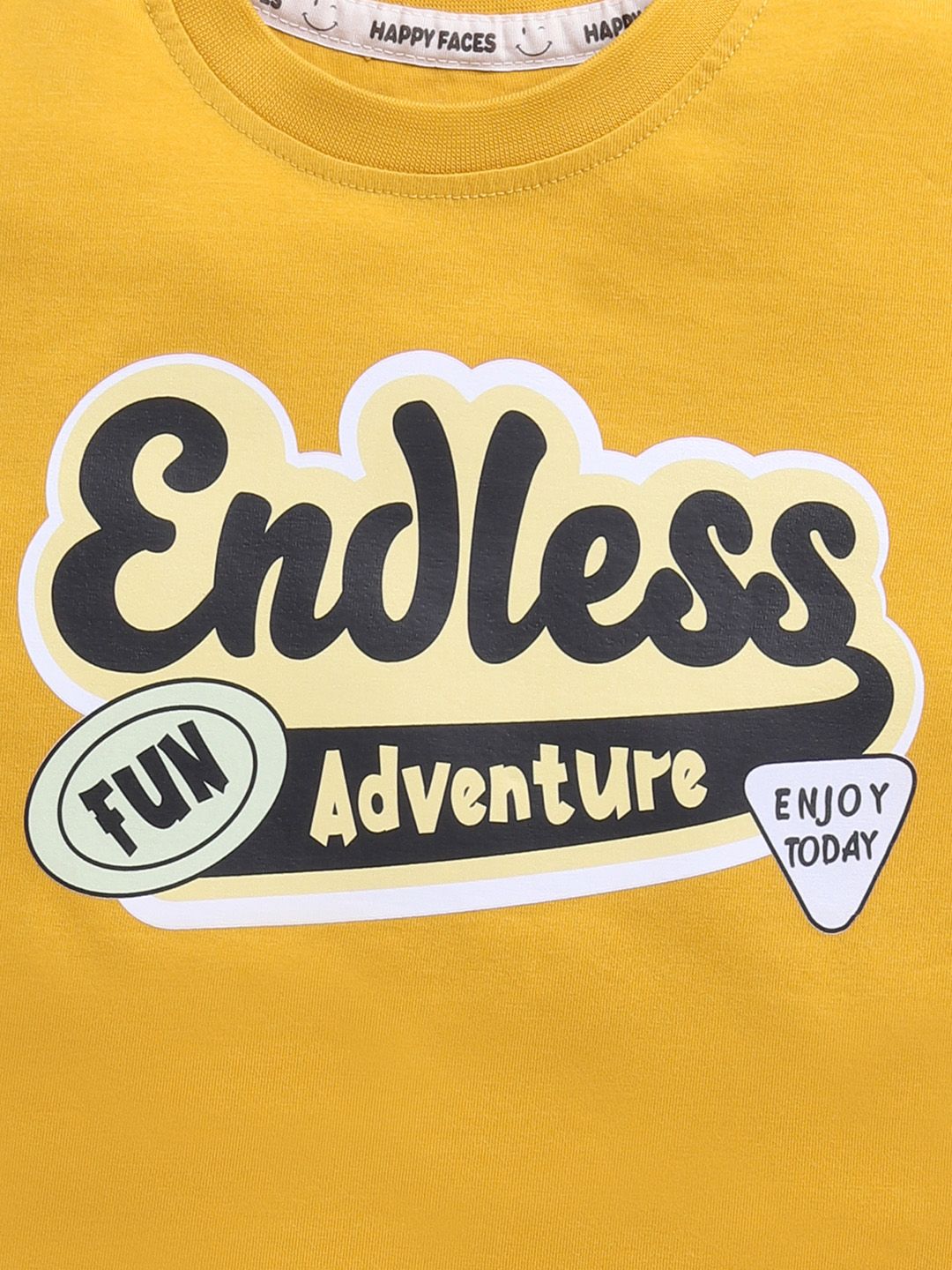 Happy Faces Kids Boys Typography Printed Pure Cotton T-Shirt