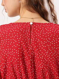 DressBerry Red Polka Dot Wrap Maxi Dress