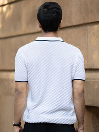 Powerlook SS25 Diagonal Knit Polo Collar Pure Cotton T-Shirt
