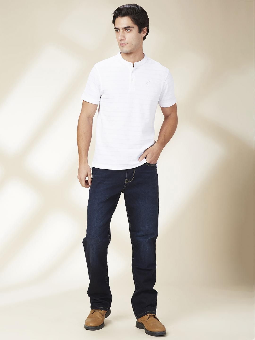 Being Human Men Self Design Henley Neck Cotton T-shirt