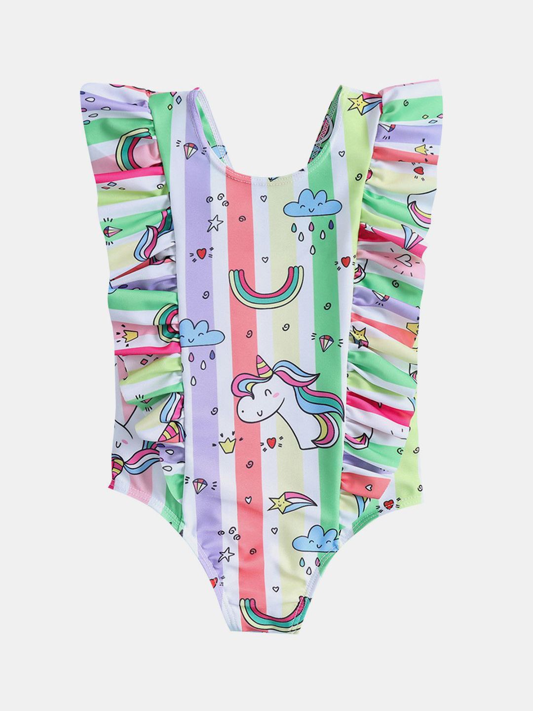 YK Girls Abstract Printed Swimwear Bodysuit