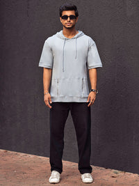 Powerlook Men Solid Hood Cotton Oversized T-Shirt