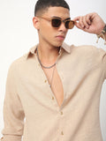 VASTRADO Men Classic Spread Collar Solid Cotton Slim Fit Casual Shirt