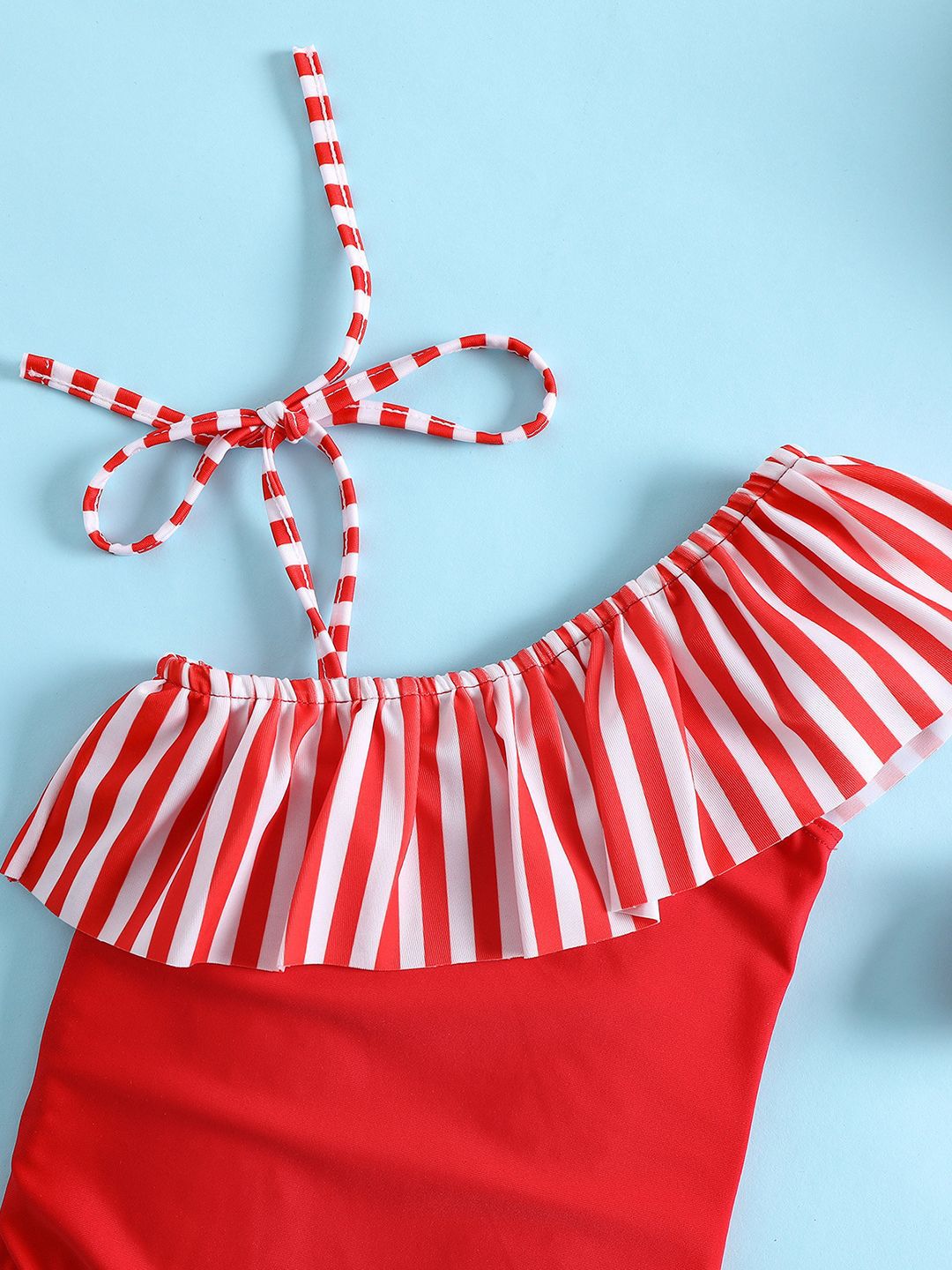 YK Girls Striped One Shoulder Bodysuit