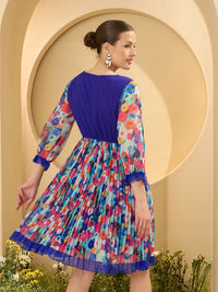 Antheaa Floral Print Chiffon Fit & Flare Dress