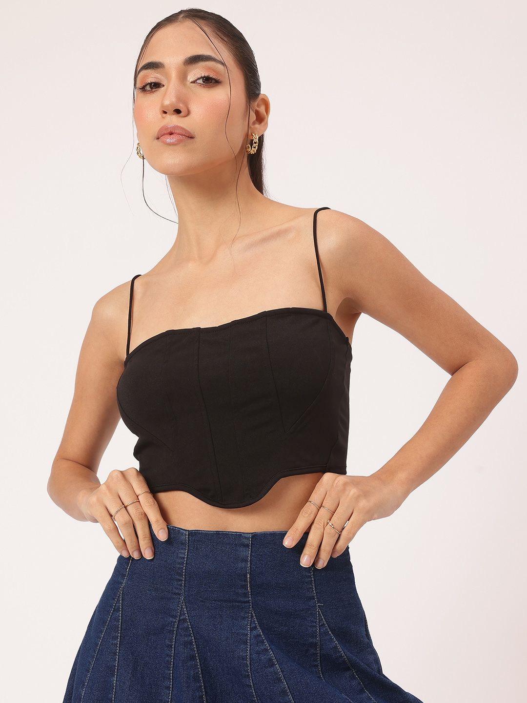 DressBerry Diva Down Strappy Corset Crop Top