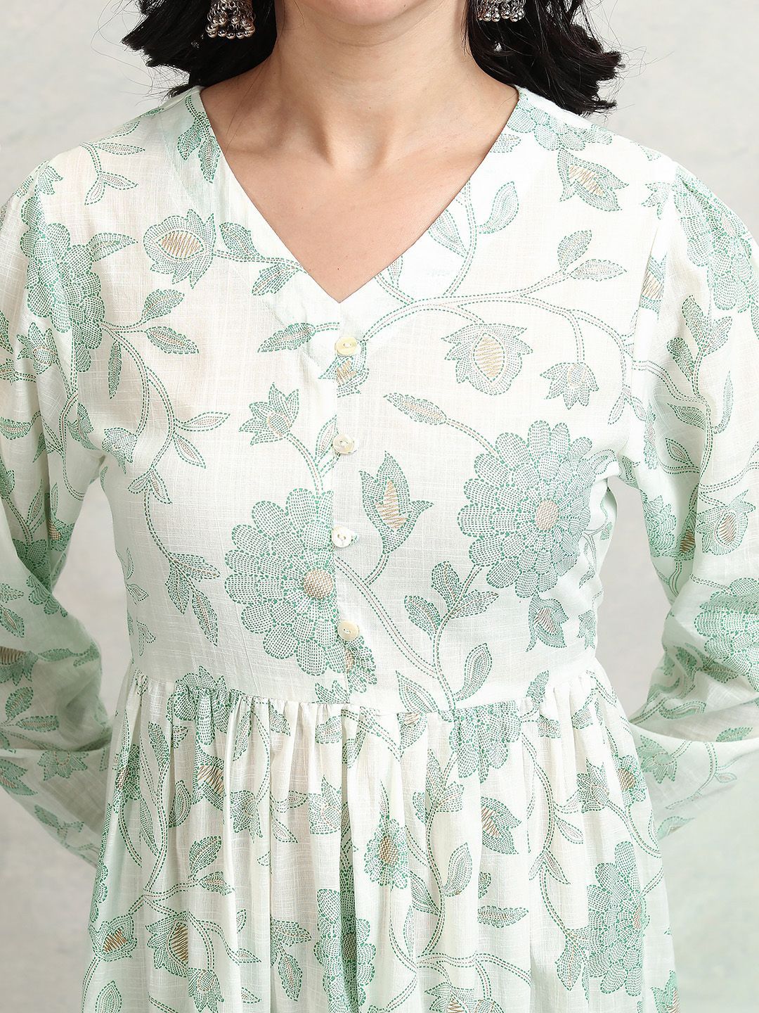 Vishudh Floral Printed Fit & Flare Midi Dress