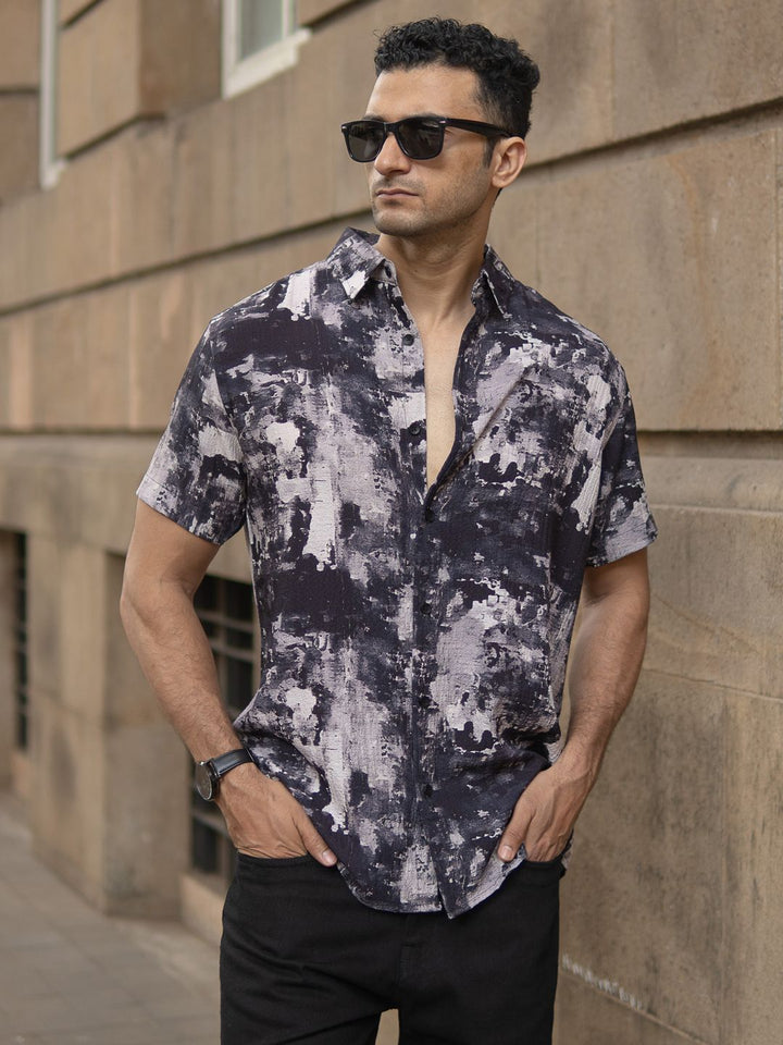 Powerlook Men Abstract Printed Spread Collar Casual Shirt