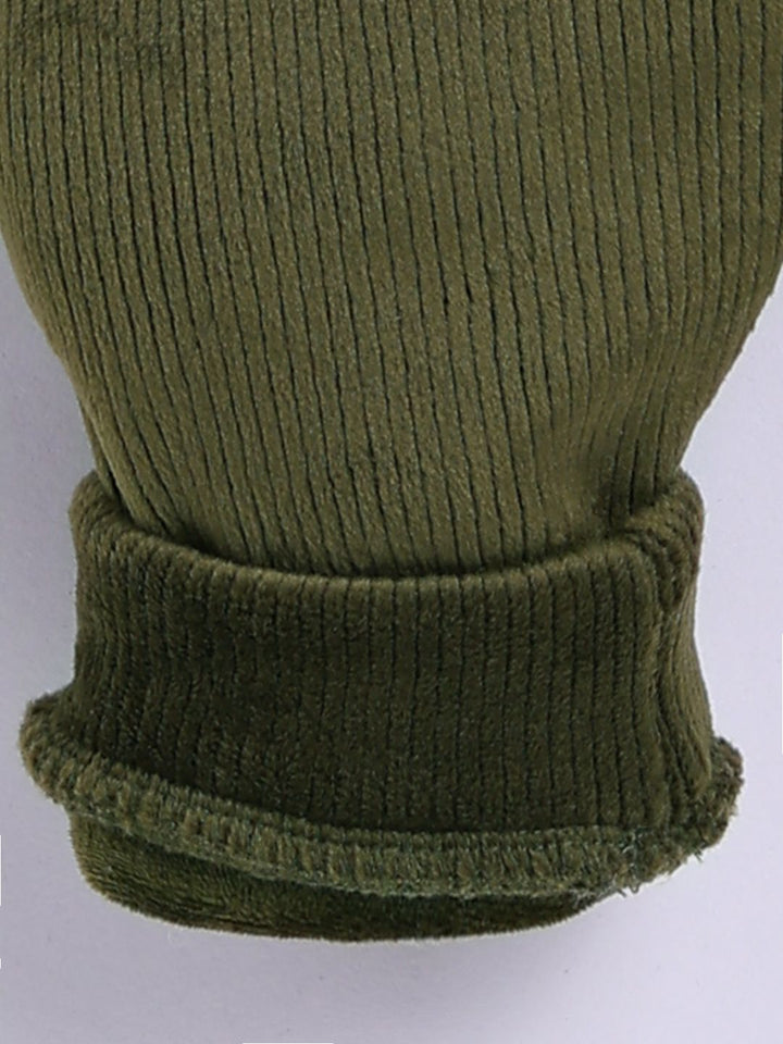 Moms Love Infant Boys Ribbed Velvet-Finish Pure Cotton Hooded Sweatshirt With Joggers