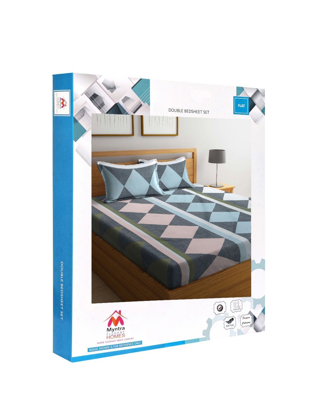 Myntra Elegant Homes Bercetak Kelabu Set Cadar King 300 TC 2.50 m x 2.20 m