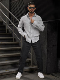 Powerlook Men Spread Collar Textured Casual Shirt