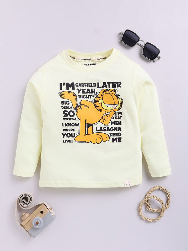 Happy Faces Boys Garfield Printed Pure Cotton T-shirt