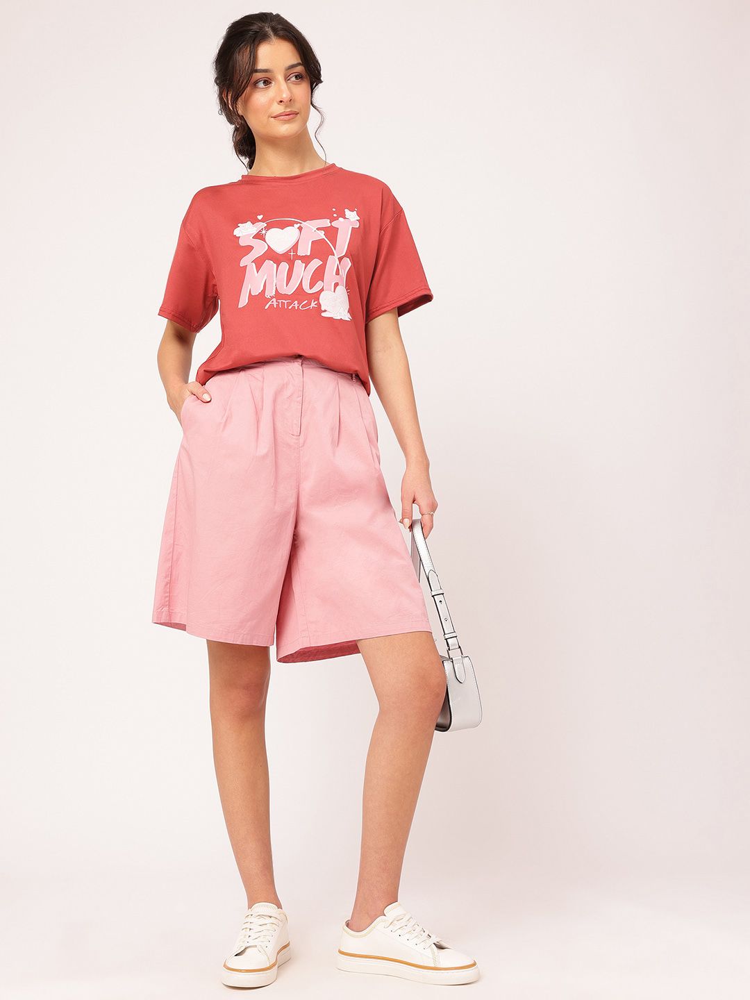 Baju-T DressBerry Lembut Streetwear Bercetak Santai