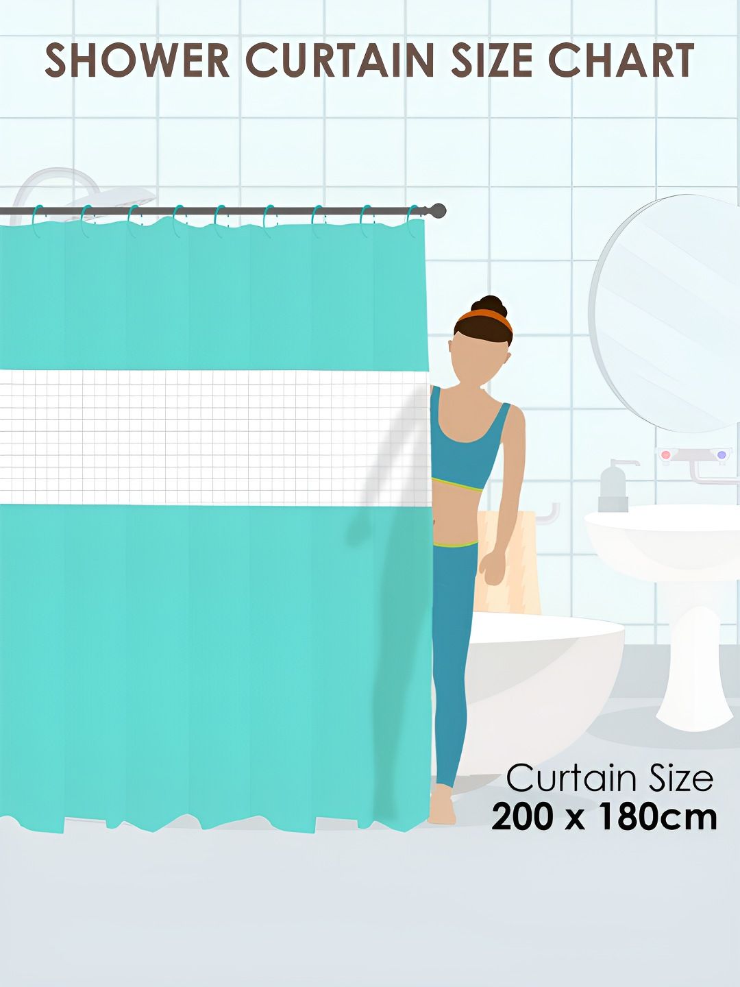 Story@home Blue & White Shower Curtain With Rings