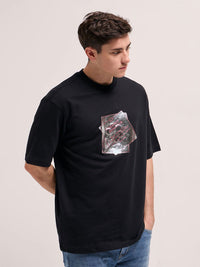 THE BEAR HOUSE Men Graphic Printed Round Neck Pure Cotton Oversized T-shirt
