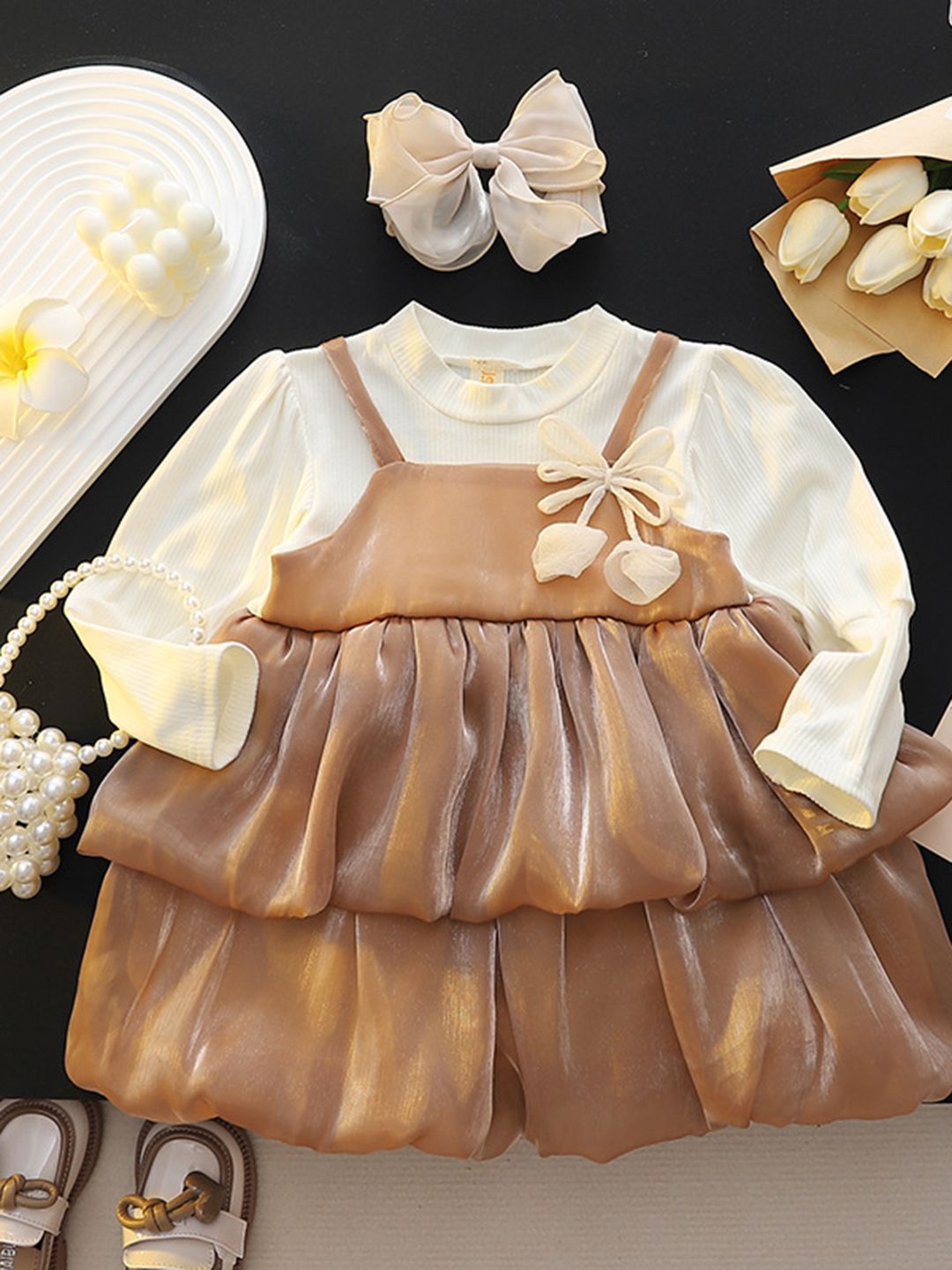 YK Girls Round Neck Fit and Flare Dress