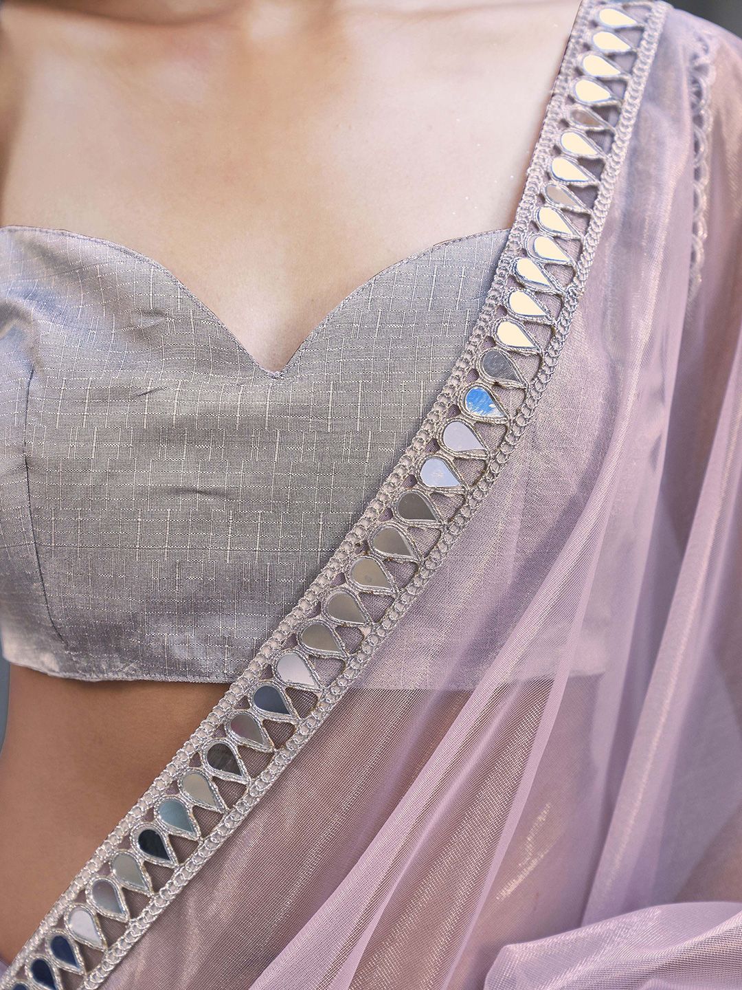 Tikhi Imli Embellished Mirror Work Net Saree