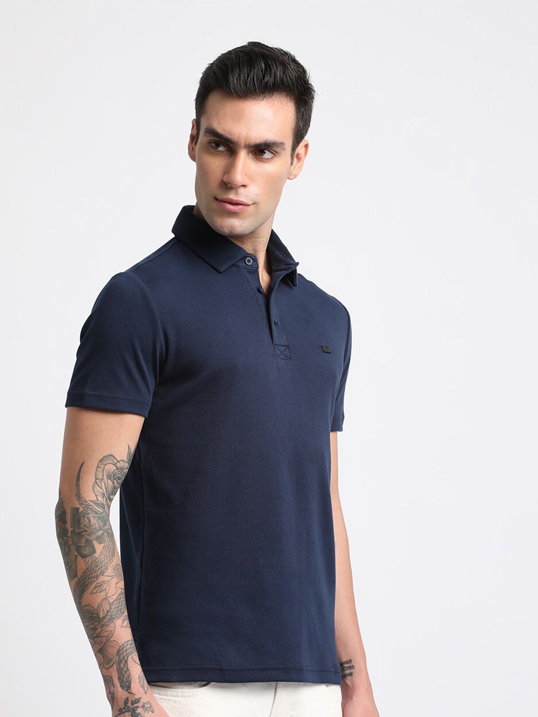 THE BEAR HOUSE Polo Collar Slim Fit Pure Cotton T-shirt